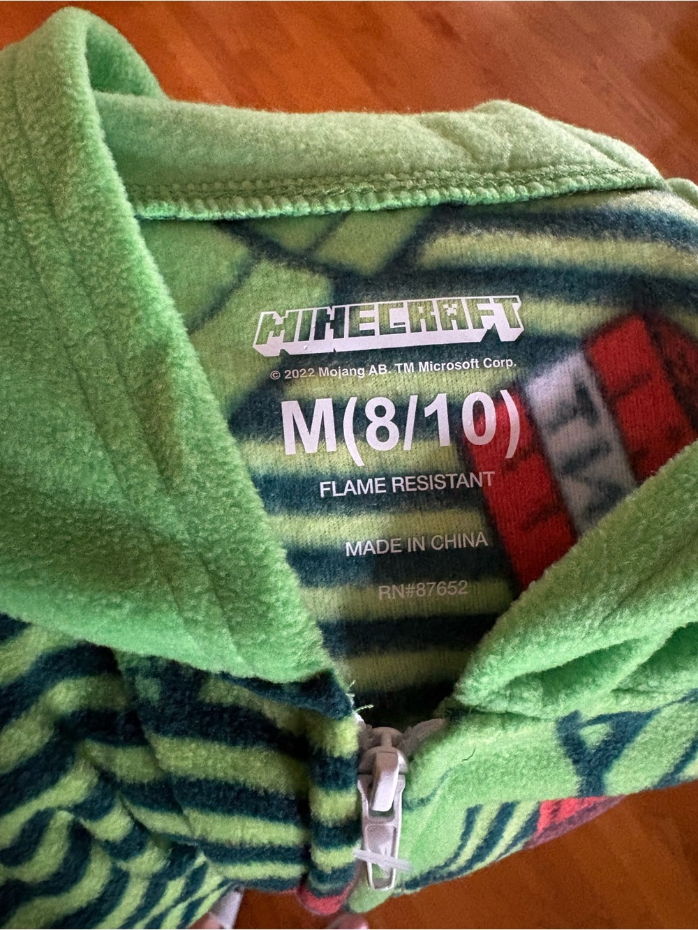 Green Creeper Kids Hooded One-Piece Pajamas - Picture 2 of 5